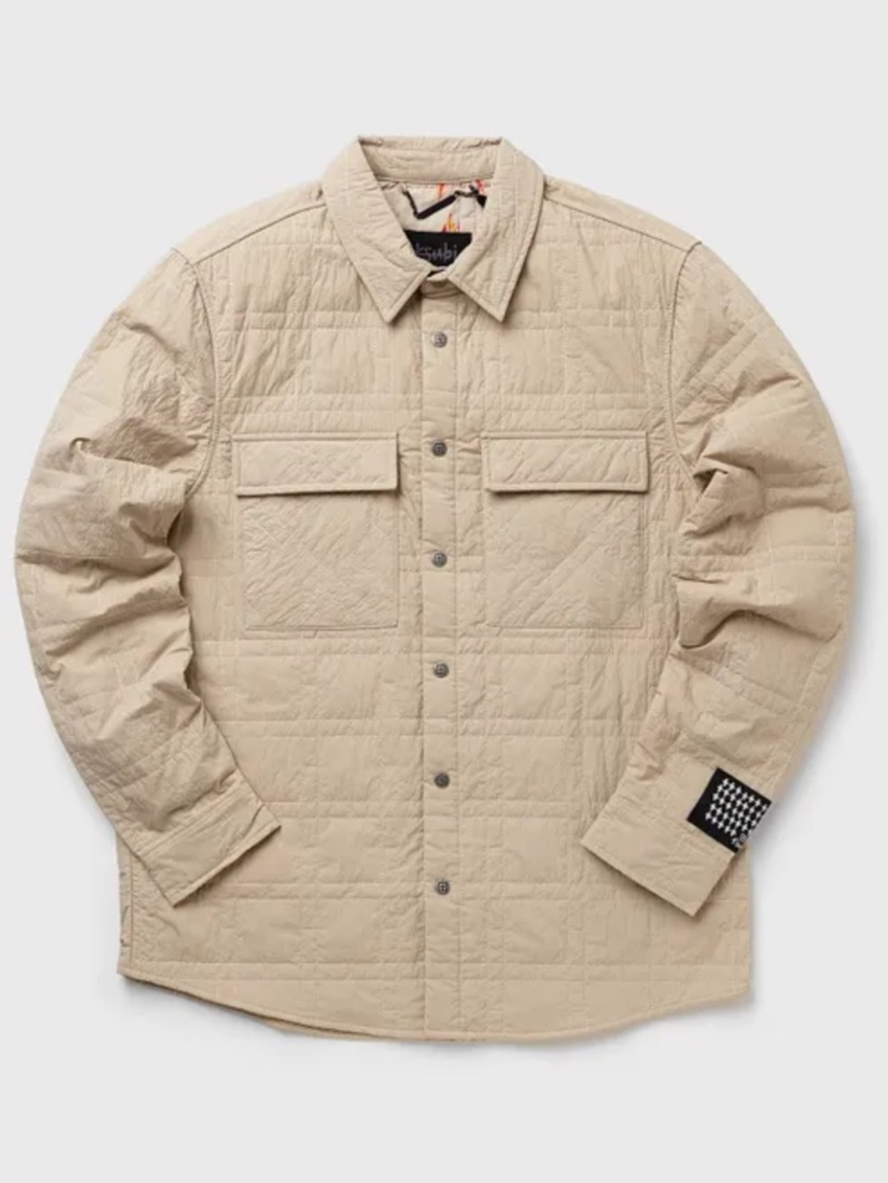 NWT Ksubi south Quilted LS Shirt Jacket cream snap close patch pockets XXL